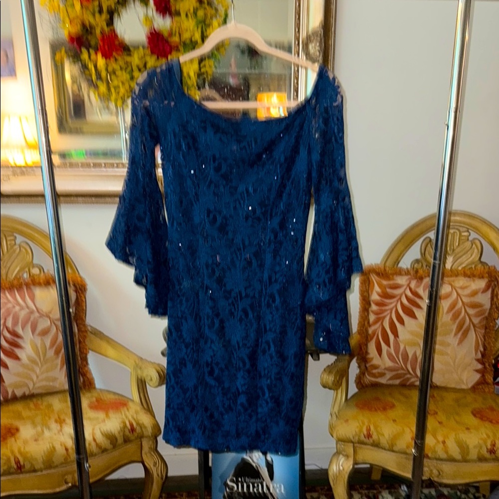 Elegant Blue Lace Dress